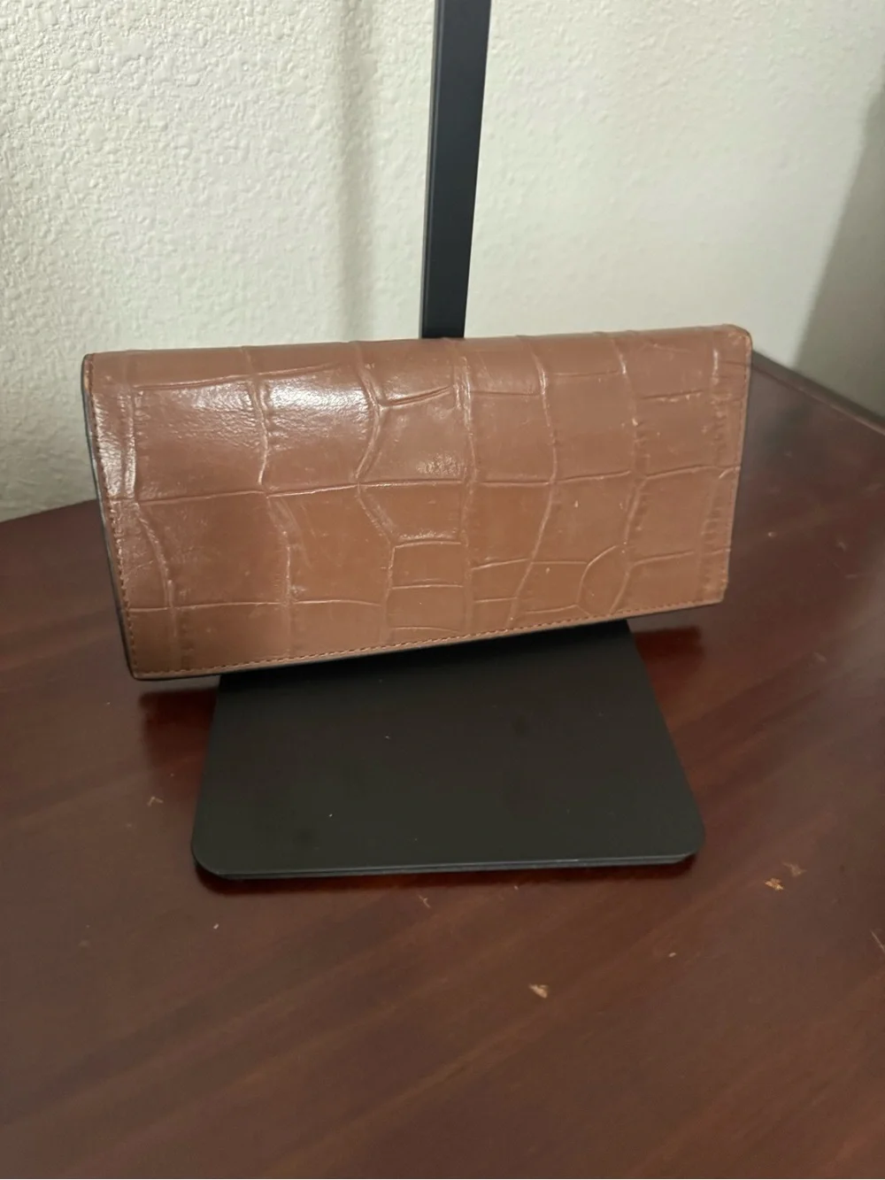 Coach Brown Croc-Embossed Leather Long Wallet